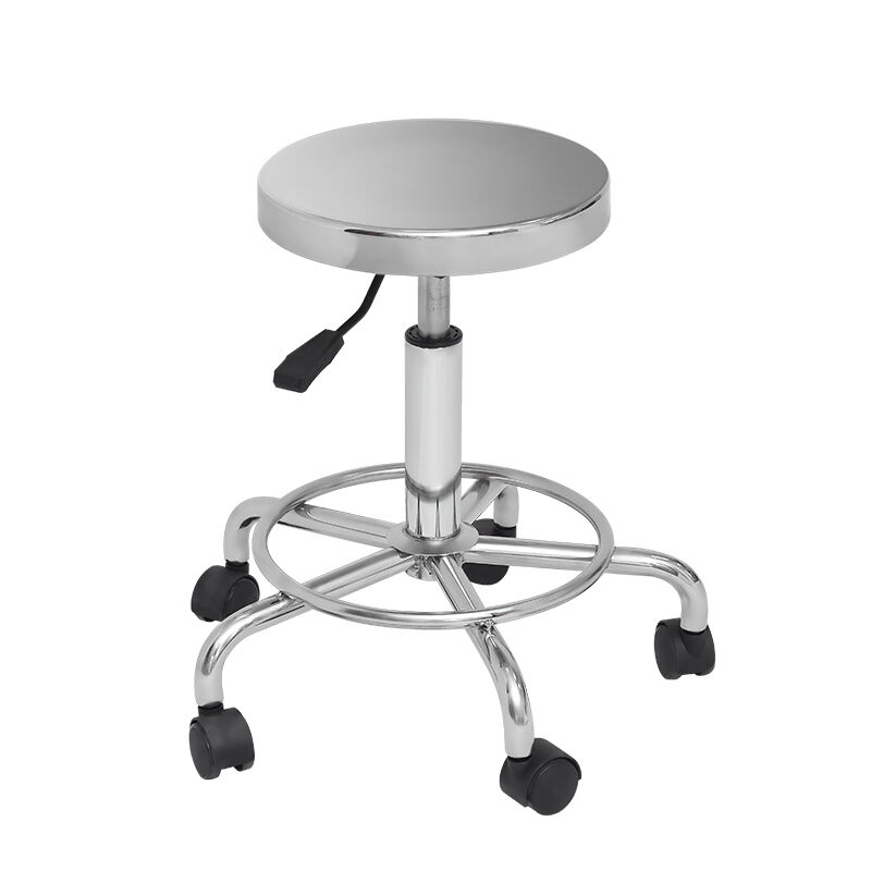 Stainless steel round stool with casters - TFK1104