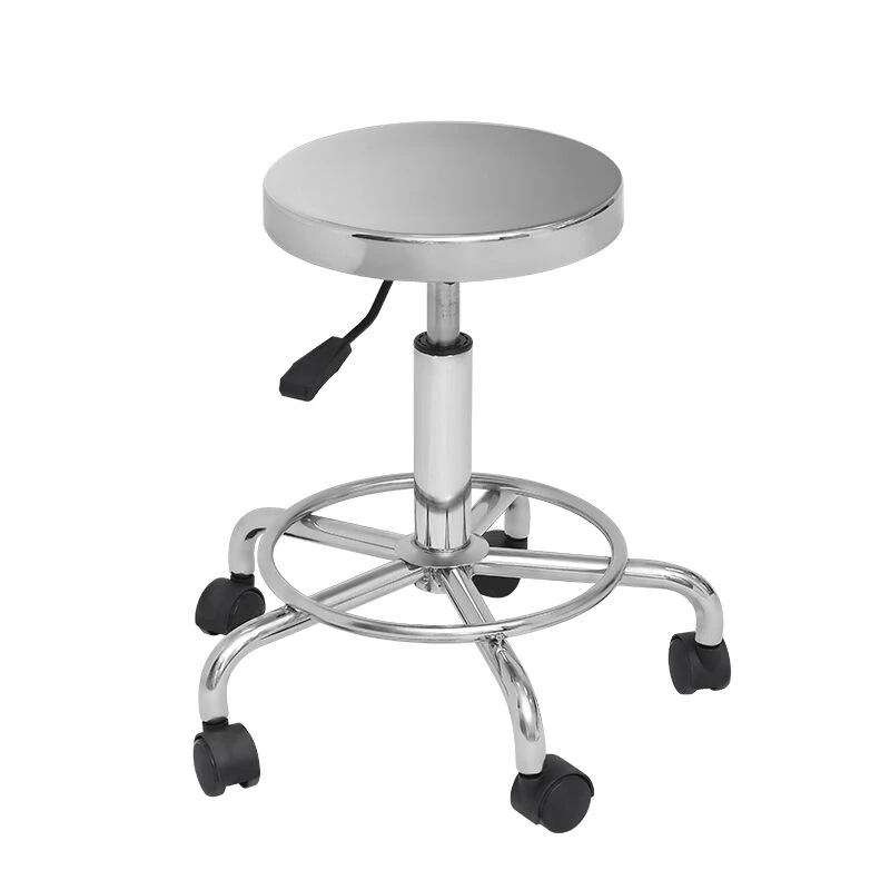 Stainless steel round stool with casters - TFK1104